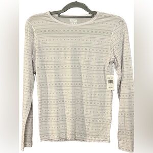 NWT 32 Degrees Heat Kids Long Sleeve Shirt, white / gray, girls XL (extra large)